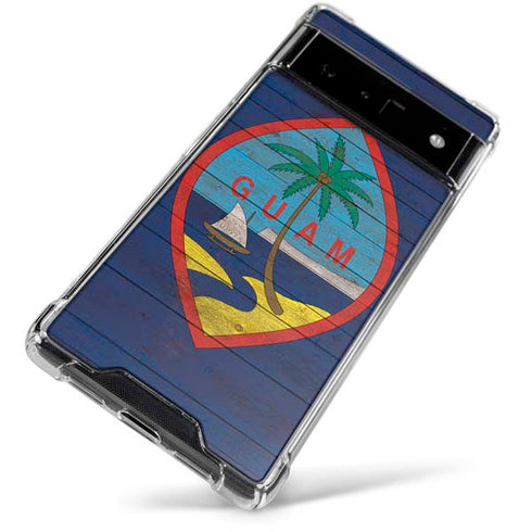 Guam Flag Dark Wood Google Pixel 6 Clear Case